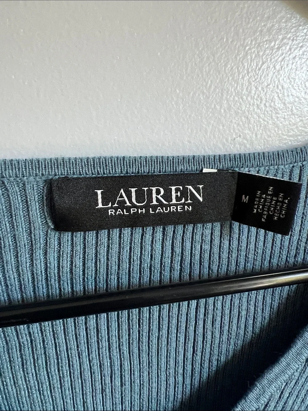 Ralph Lauren Teal Ribbed V-Neck Top